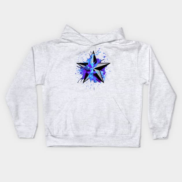 Nautical Splash Star - Blue/ Purple Kids Hoodie by Leroy Binks